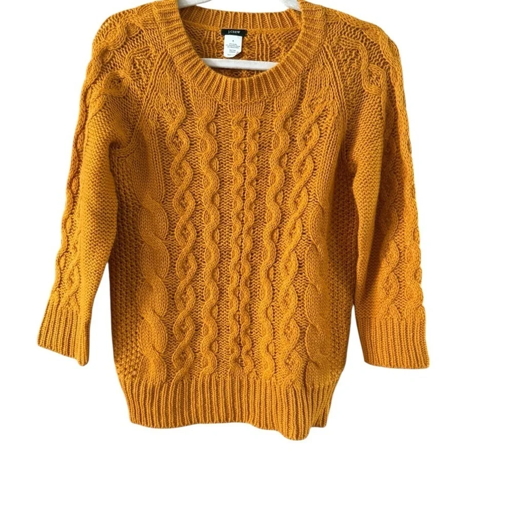 J. Crew Mustard Cable Knit Sweater